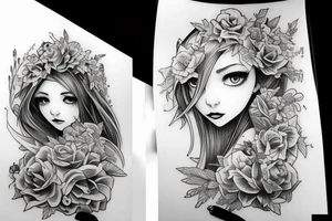 Neo traditional gothic girl tattoo idea