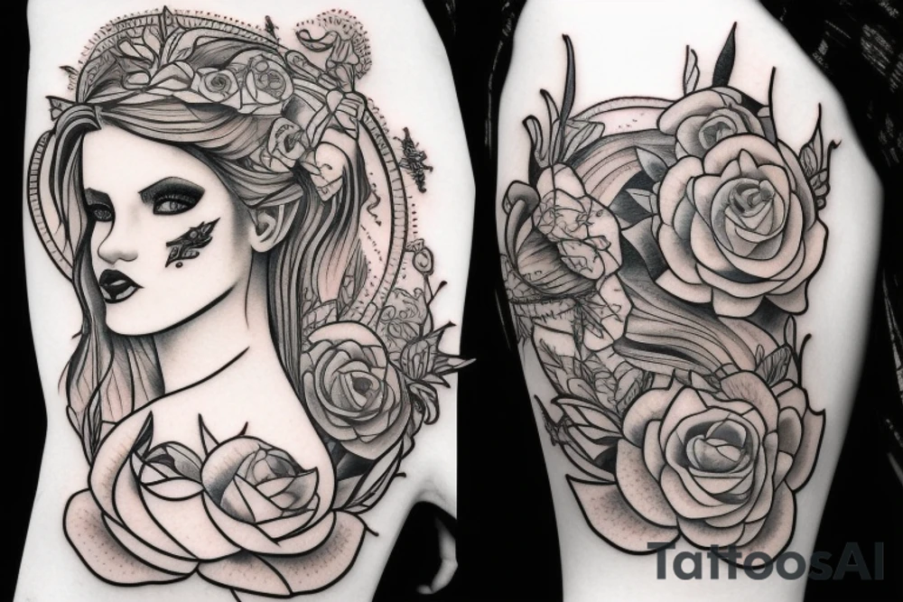 Neo traditional gothic girl tattoo idea