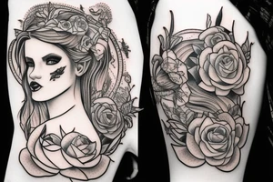 Neo traditional gothic girl tattoo idea