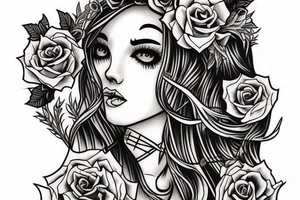 Neo traditional gothic girl tattoo idea