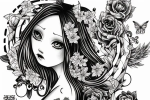 Neo traditional gothic girl tattoo idea