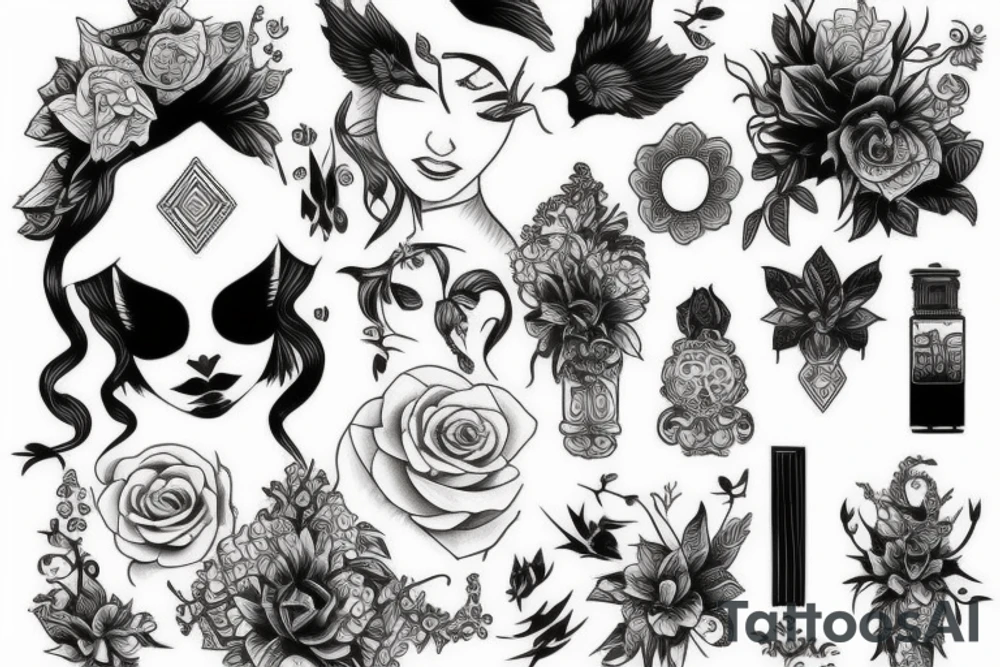 Neo traditional 
 girl tattoo idea