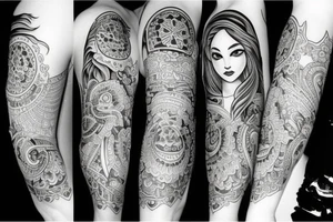 Neo traditional 
 girl tattoo idea