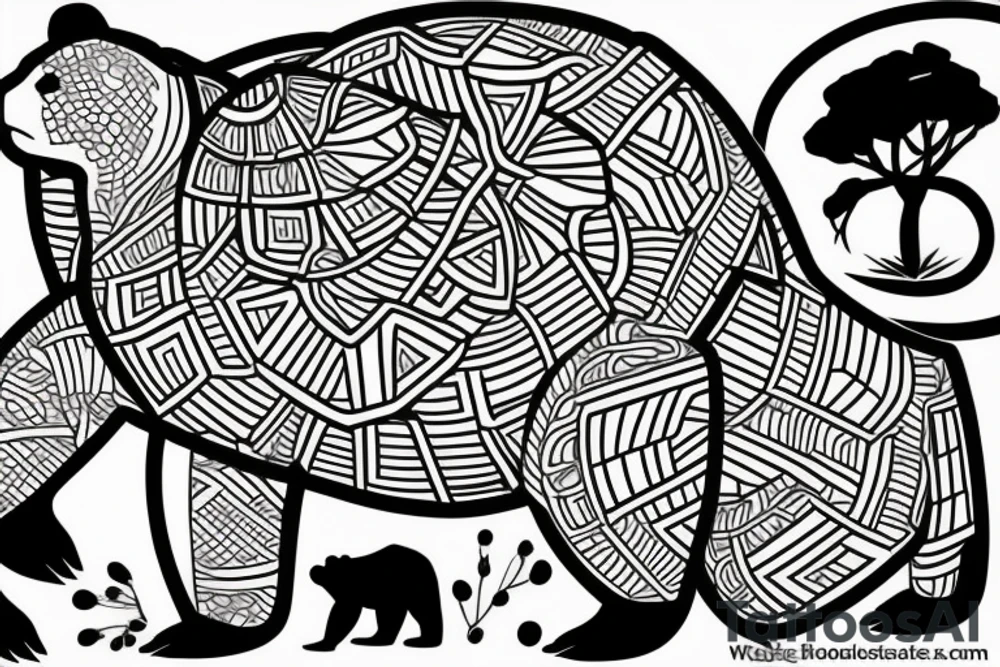 Bear, turtle, tree tattoo idea