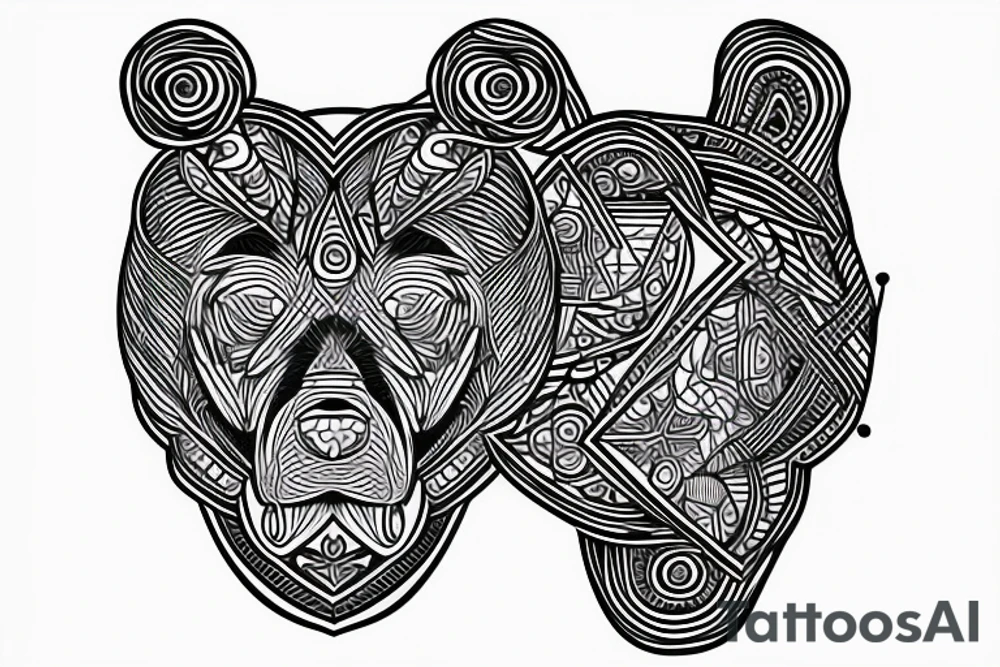 Bear fine line tattoo idea