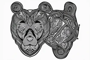 Bear fine line tattoo idea
