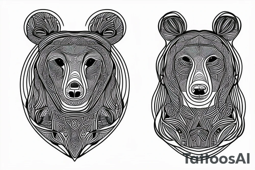 Bear fine line tattoo idea
