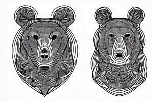Bear fine line tattoo idea