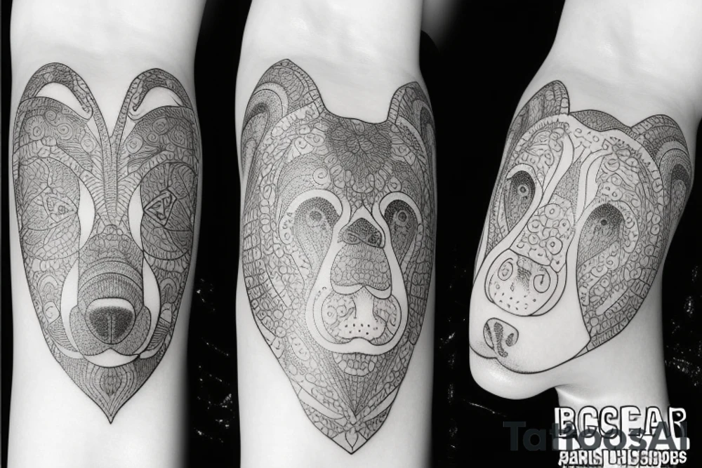 Bear fine line tattoo idea