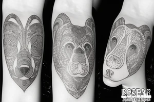 Bear fine line tattoo idea