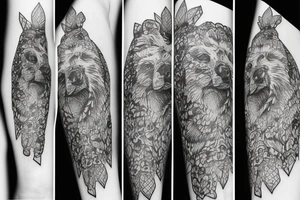 Bear fine line tattoo idea