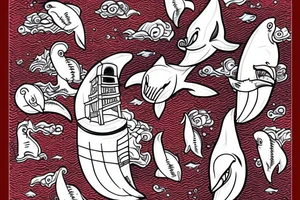Evil lighthouse with sad dolphins in a blood red ocean tattoo idea
