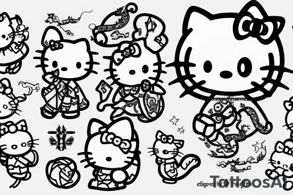 Hello kitty riding a dragon tattoo idea