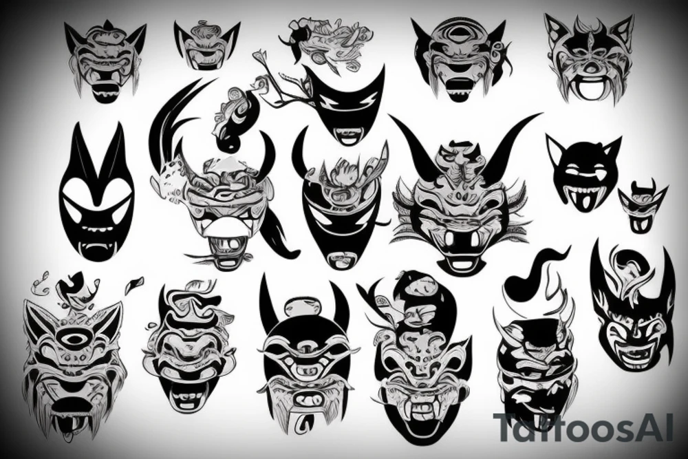oni mask tattoo idea