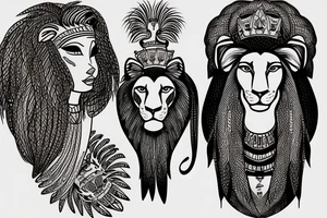 women with head of a lion egypt tattoo idea