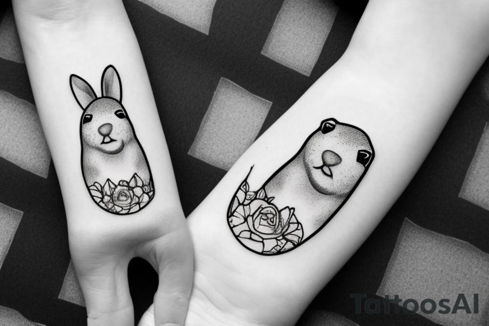 capybara with bunny ears on a children's slide tattoo idea