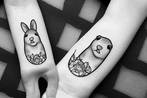 capybara with bunny ears on a children's slide tattoo idea