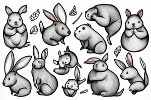 capybara with bunny ears on a children's slide tattoo idea