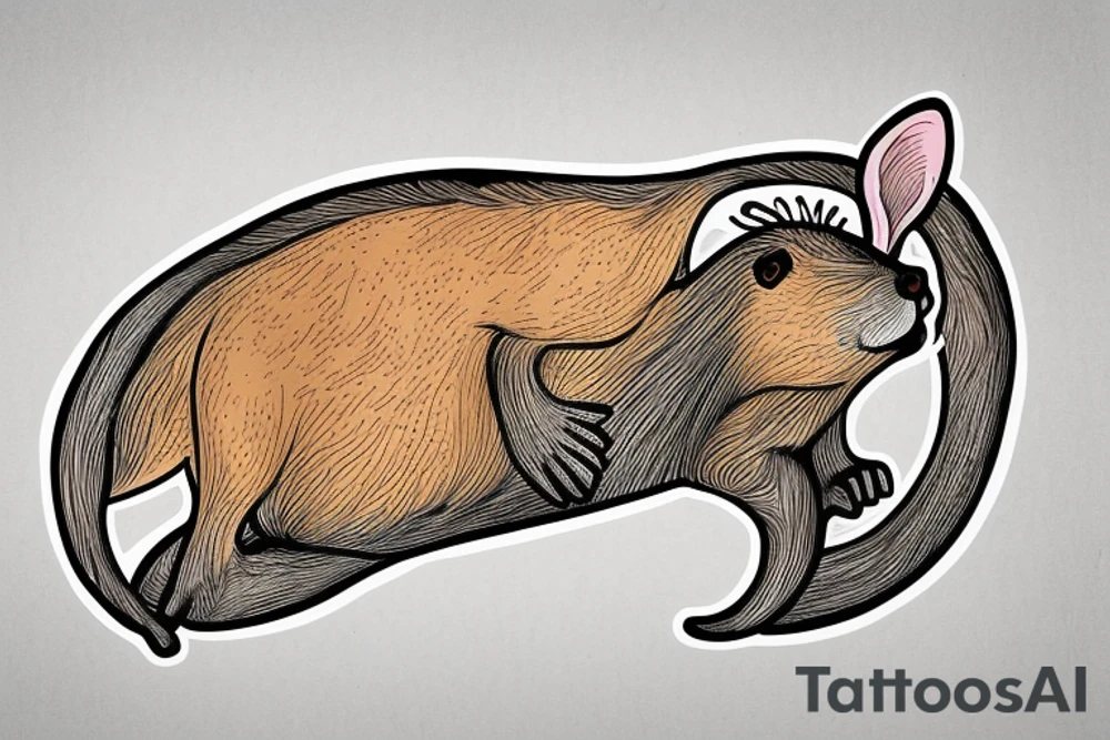 capybara with bunny ears on a children's slide tattoo idea