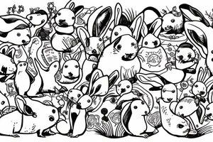 capybara with bunny ears on a children's slide tattoo idea