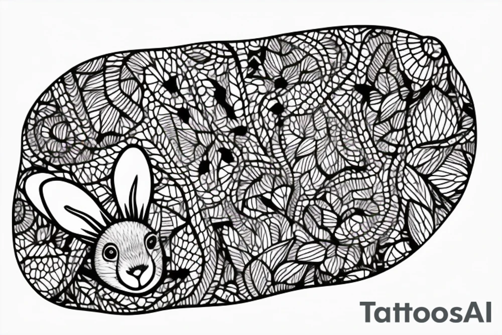 capybara with bunny ears on a children's slide tattoo idea