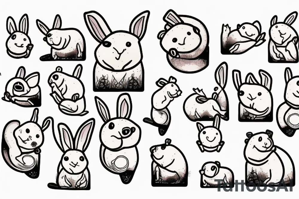 capybara with bunny ears on a children's slide tattoo idea