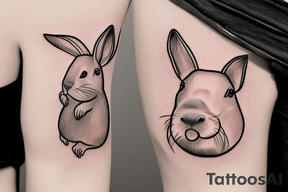 capybara with bunny ears on a children's slide tattoo idea