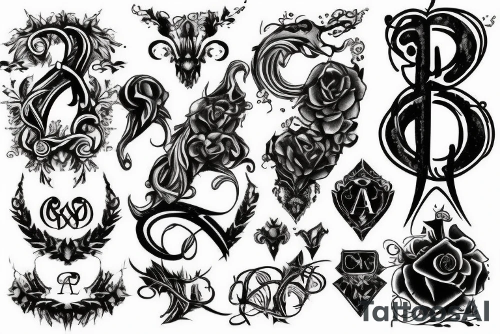 gothic style V alphabet tattoo idea