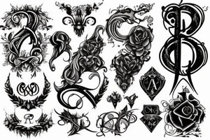 gothic style V alphabet tattoo idea