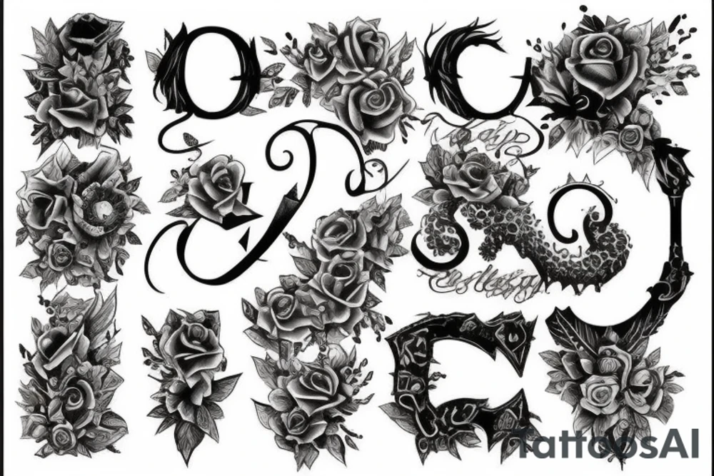 gothic style V alphabet tattoo idea
