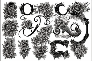 gothic style V alphabet tattoo idea