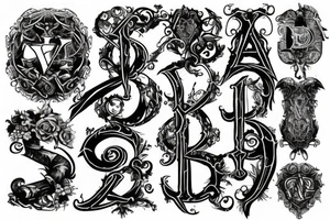 gothic style tattoo of alphabet V tattoo idea