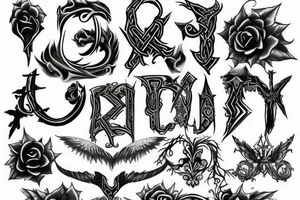 gothic style tattoo of alphabet V tattoo idea