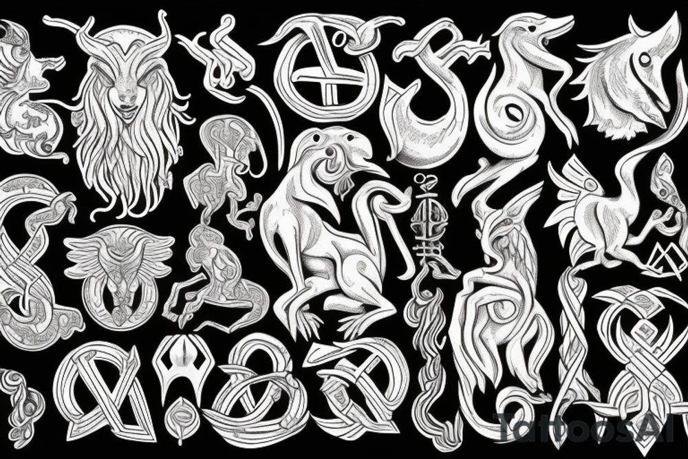 talismanic amulets : symbolic creatures, mythical beasts tattoo idea
