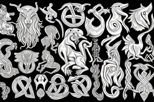 talismanic amulets : symbolic creatures, mythical beasts tattoo idea