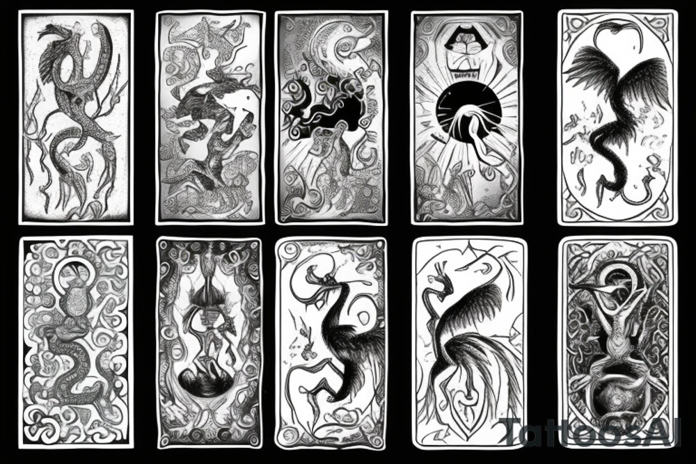talismanic amulets : symbolic creatures, mythical beasts tattoo idea