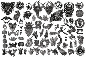 talismanic amulets : symbolic creatures, mythical beasts tattoo idea
