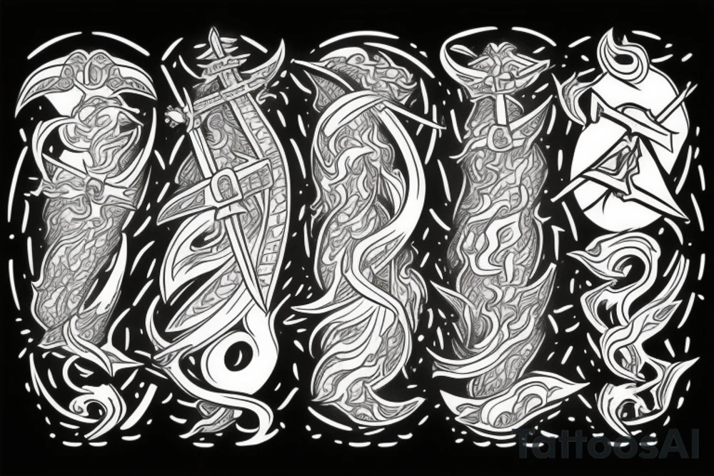 Burning sword 
scale
 ortodox tattoo idea