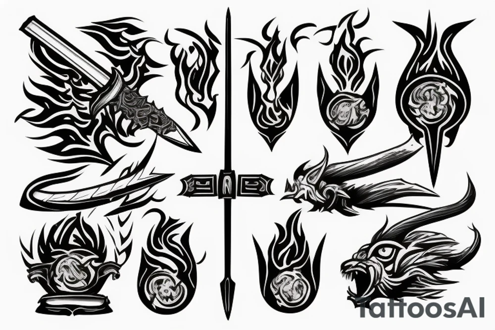 Burning sword 
scale
 ortodox tattoo idea