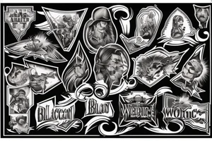 American Traditional black and western themed chest piece tattoo idea