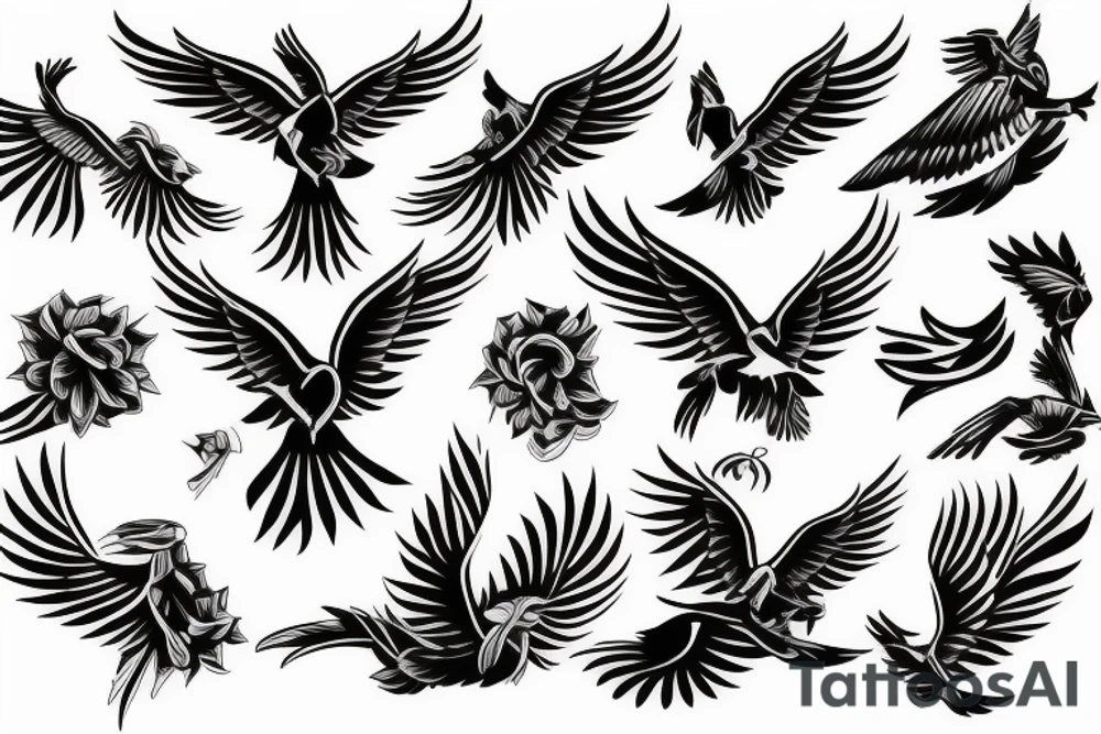 Flying Phoenix bird tattoo idea