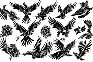 Flying Phoenix bird tattoo idea