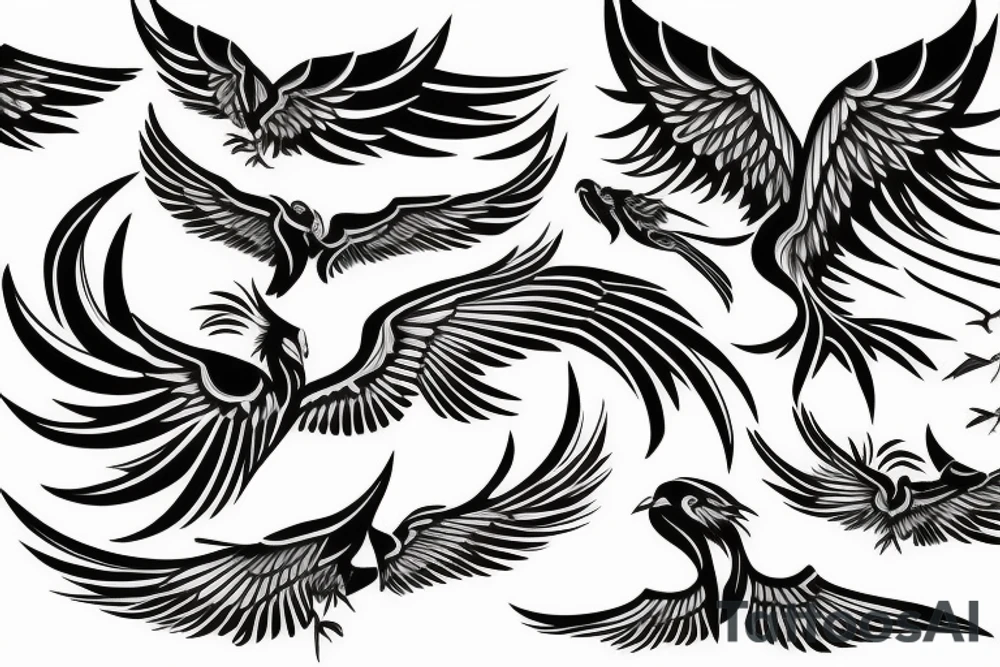 Flying Phoenix bird tattoo idea
