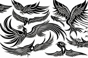 Flying Phoenix bird tattoo idea