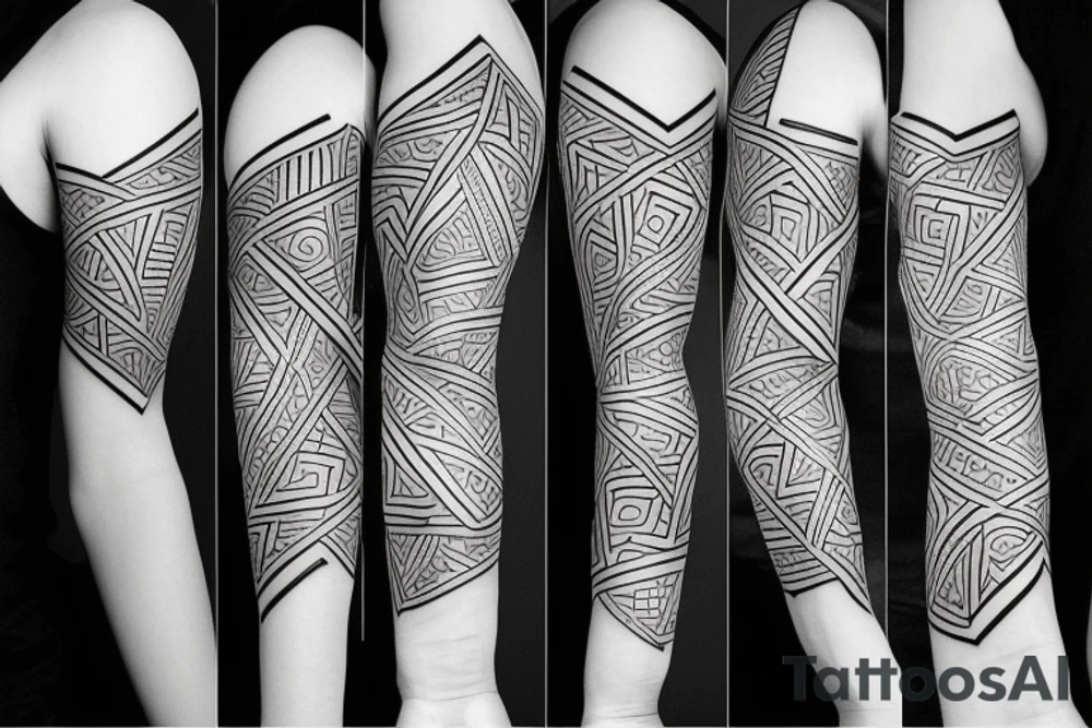 forearm geometric sleeve tattoo idea