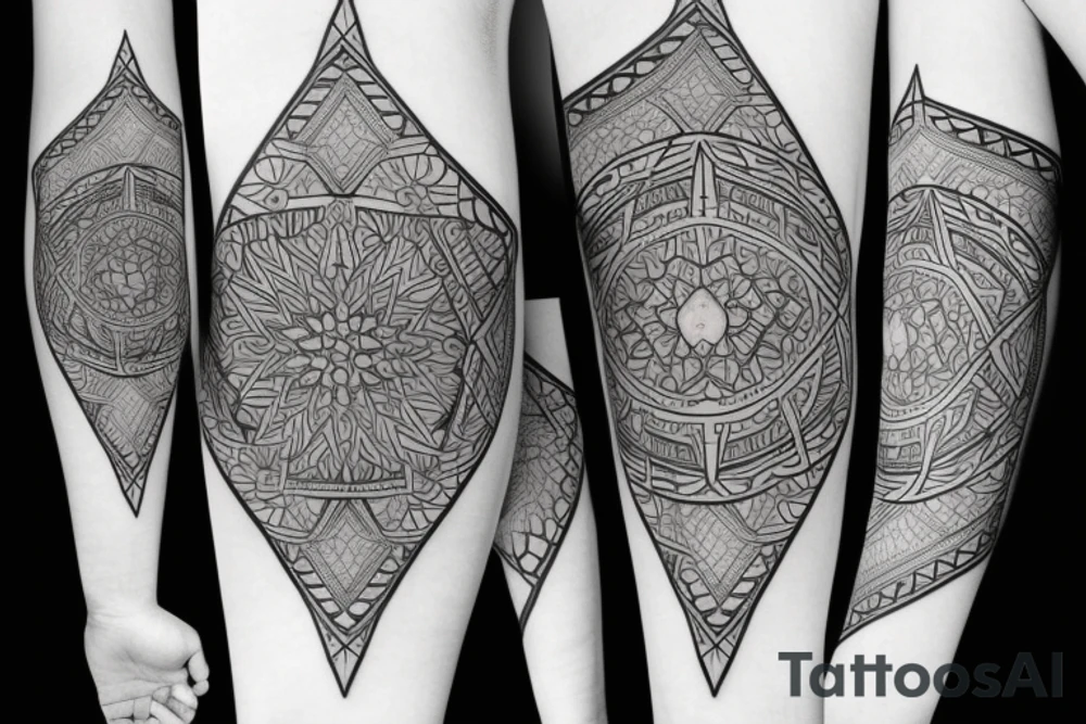 forearm geometric sleeve tattoo idea