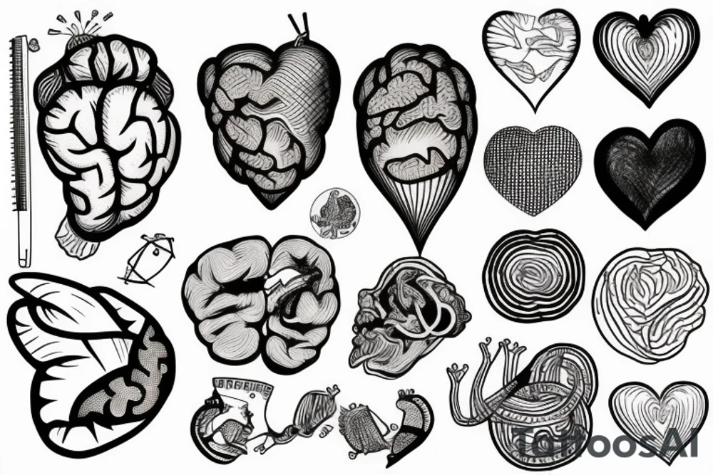 Brain and heart on scales tattoo idea