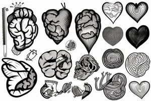 Brain and heart on scales tattoo idea