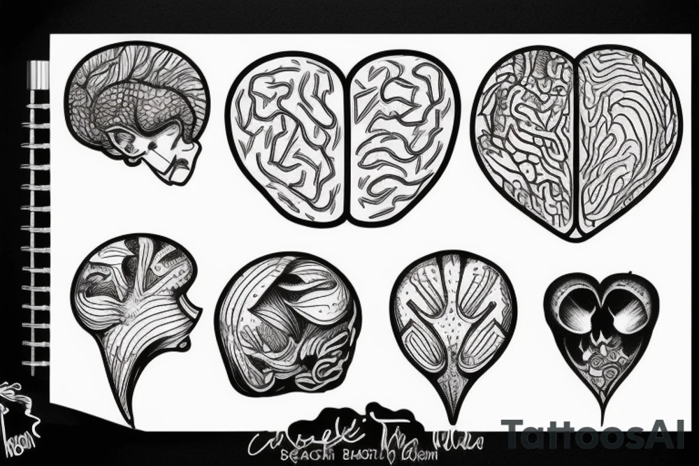 Brain and heart on scales tattoo idea