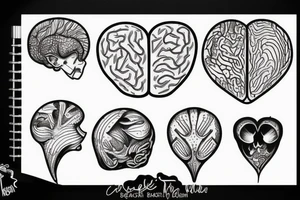 Brain and heart on scales tattoo idea